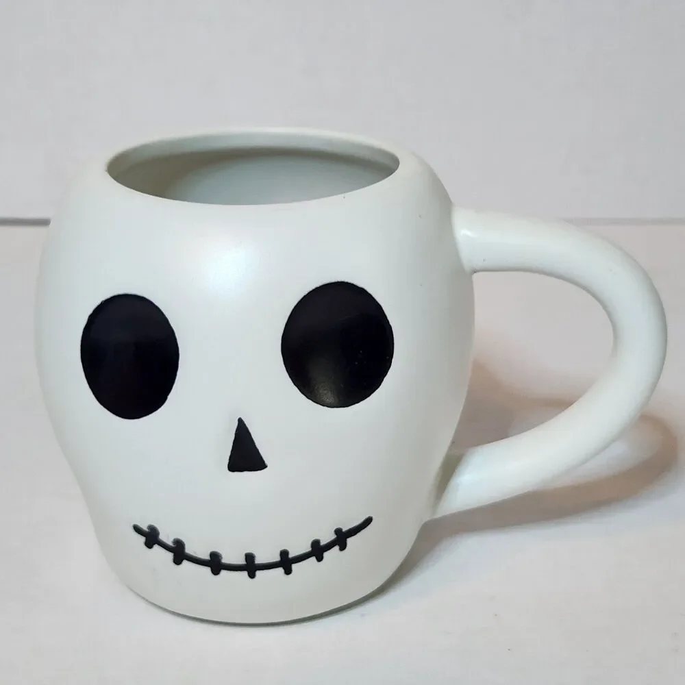 Target Spritz Skeleton Skull Mug Halloween White Stoneware 12 oz Figural Cup